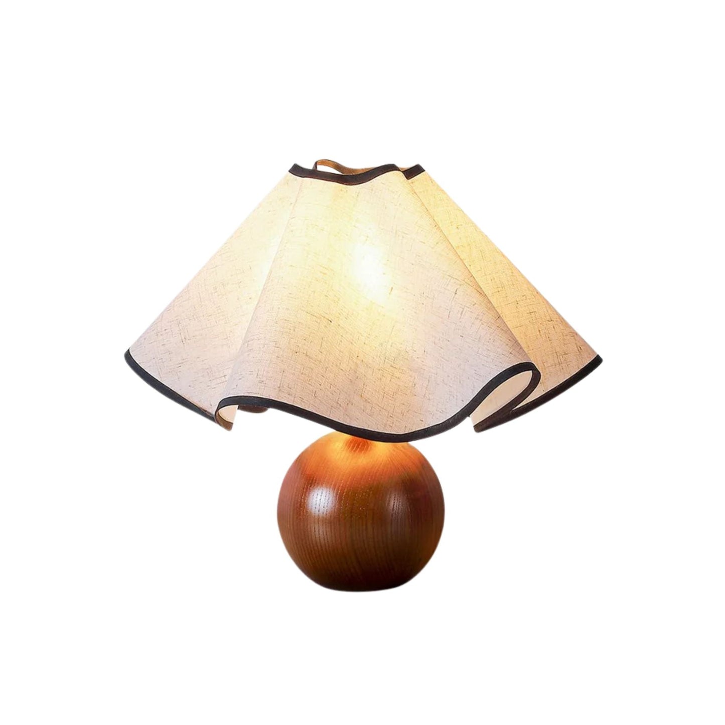 Tischlampe Stoff Wellenform | Holz | E27 | Warmes Licht