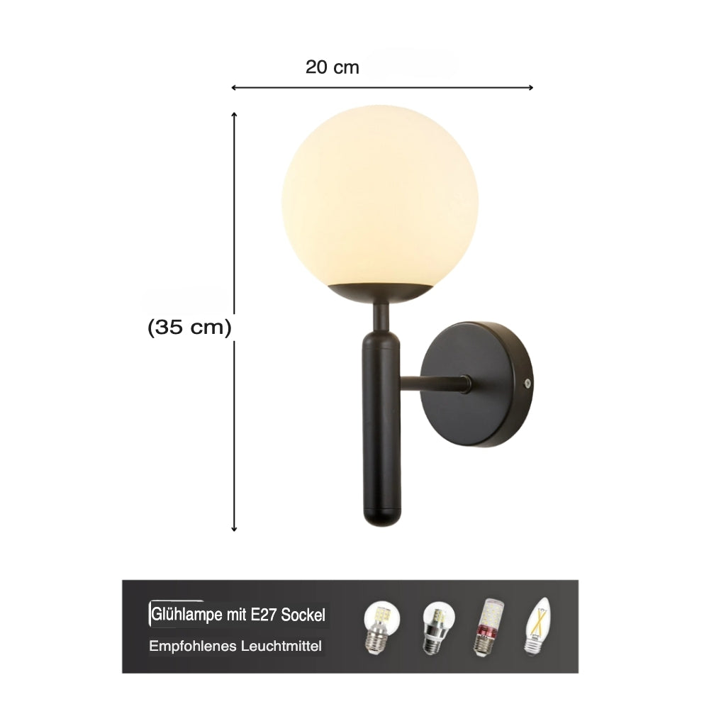 LED-Wandleuchte | Opales Glas & Messing | Warmweißes Licht