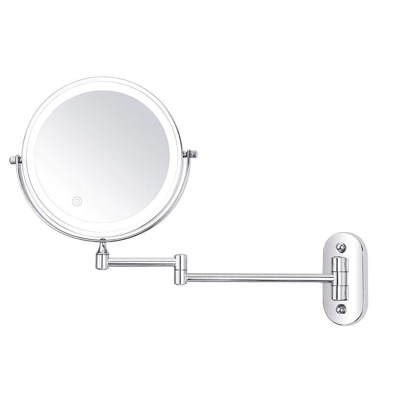 LED-Kosmetikspiegel | Vergrößerung | Wiederaufladbar | Silber-Chrom Design
