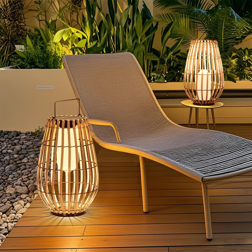 Solar-Laterne Rattan Optik | E27 | Garten & Terrasse | LED