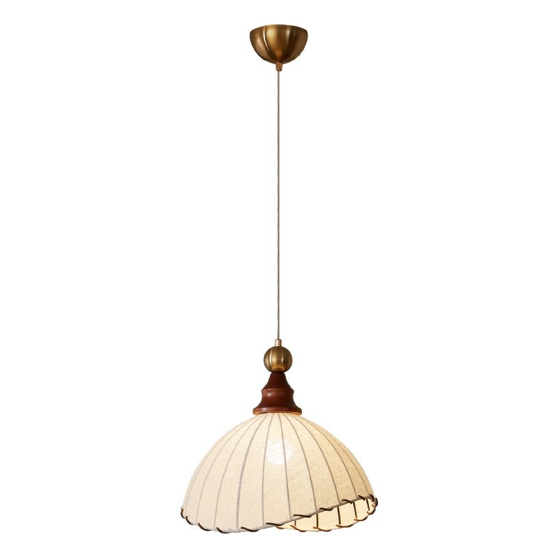Pendelleuchte Stoff Plissee | Holz & Metall | E26/E27 LED | Elegant