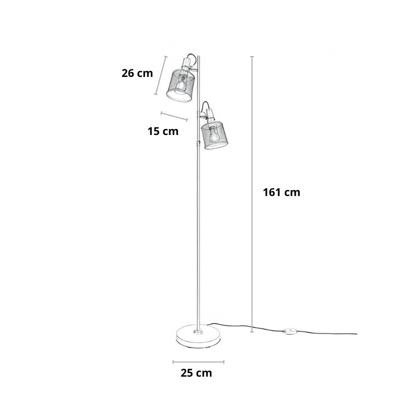 Industrial Stehlampe | Metallgitter | E27 | Dimmbar & LED-geeignet