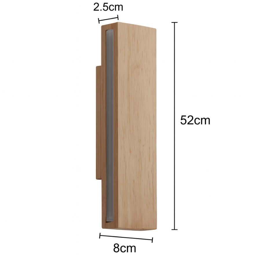 Japanische Holz-Rechteck LED-Wandleuchte | Japanisch-Minimalistisches Design | 1-flammig