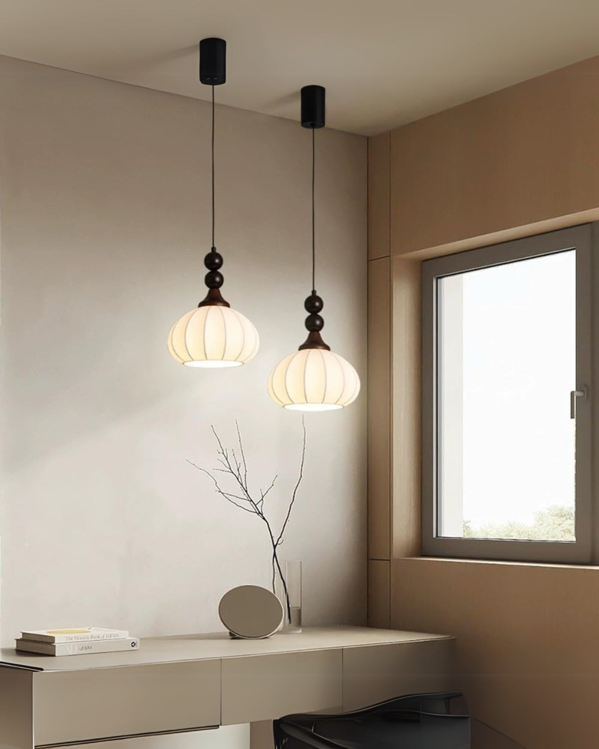 LED-Pendelleuchte | Japanisch inspiriertes Holz-Design | Höhenverstellbar | Innenbeleuchtung