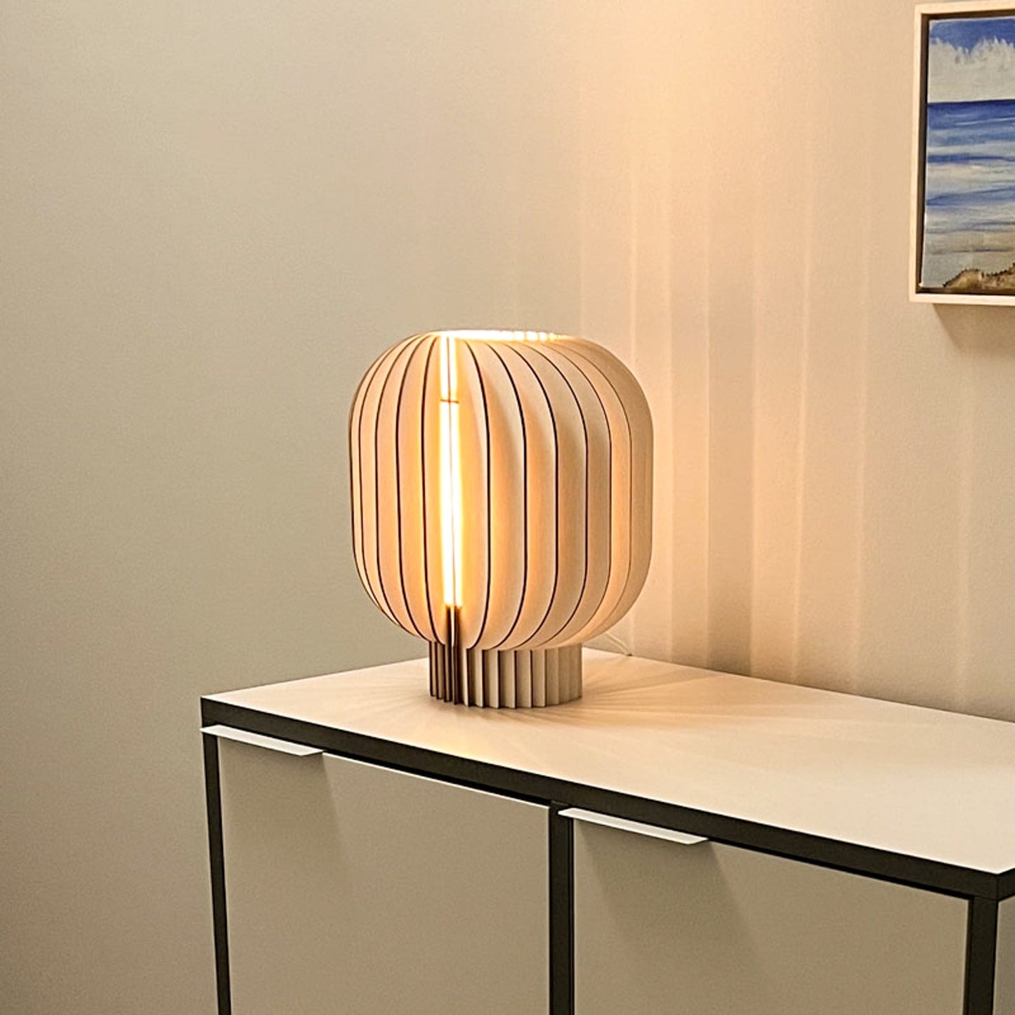 Tischleuchte | Holzlamellen | Warmweißes Licht | Wohnzimmer & Schlafzimmer