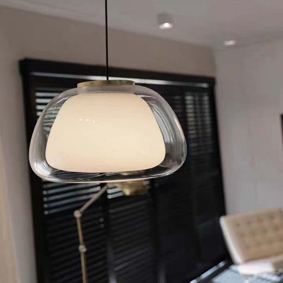 Pendelleuchte | Modernes Milchglas-Design | Höhenverstellbar | E27 Deckenbeleuchtung
