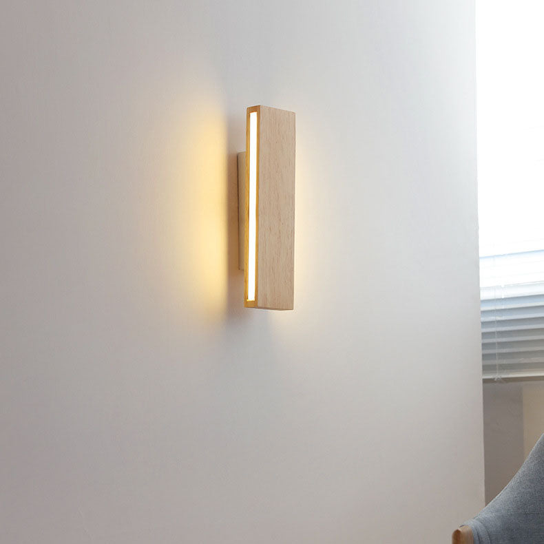 Japanische Holz-Rechteck LED-Wandleuchte | Japanisch-Minimalistisches Design | 1-flammig