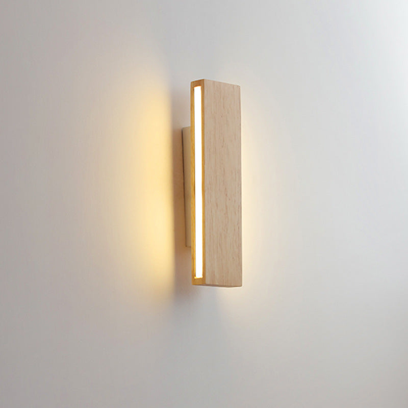 Japanische Holz-Rechteck LED-Wandleuchte | Japanisch-Minimalistisches Design | 1-flammig