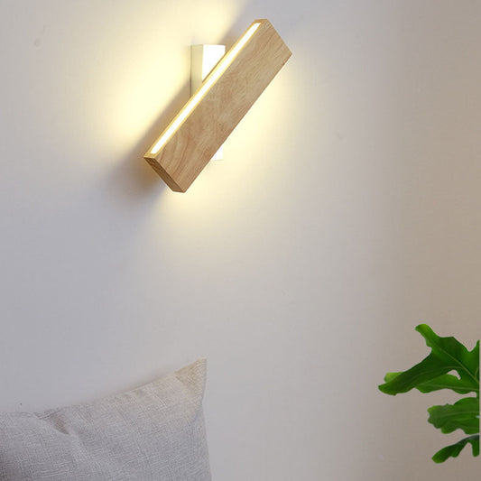 Japanische Holz-Rechteck LED-Wandleuchte | Japanisch-Minimalistisches Design | 1-flammig