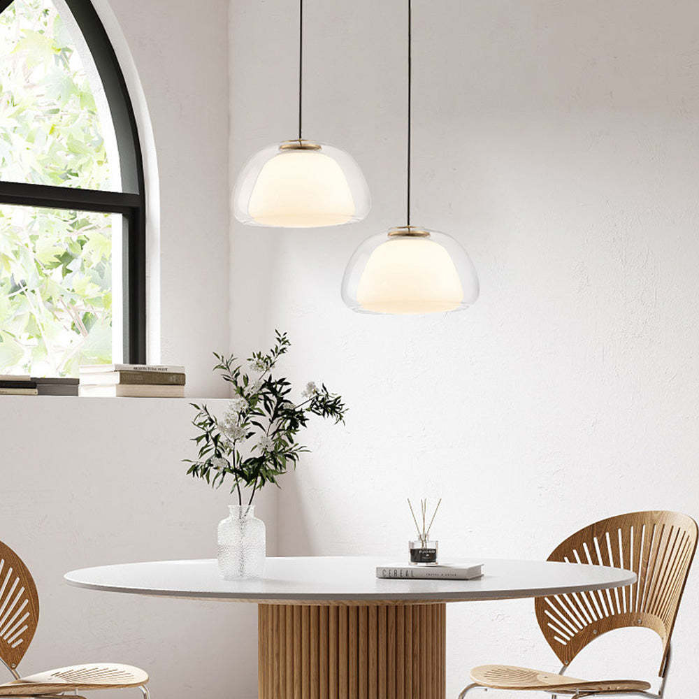 Pendelleuchte | Modernes Milchglas-Design | Höhenverstellbar | E27 Deckenbeleuchtung