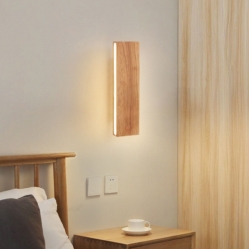 Japanische Holz-Rechteck LED-Wandleuchte | Japanisch-Minimalistisches Design | 1-flammig