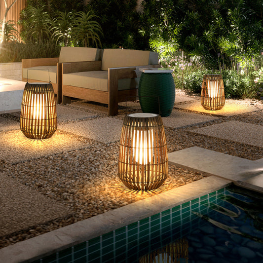Solar LED‑Außenleuchte | Vintage & Holz | Garten, Balkon & Flur
