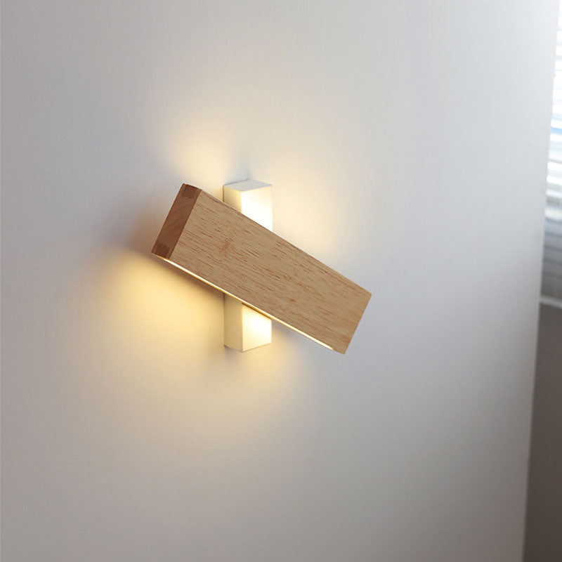 Japanische Holz-Rechteck LED-Wandleuchte | Japanisch-Minimalistisches Design | 1-flammig