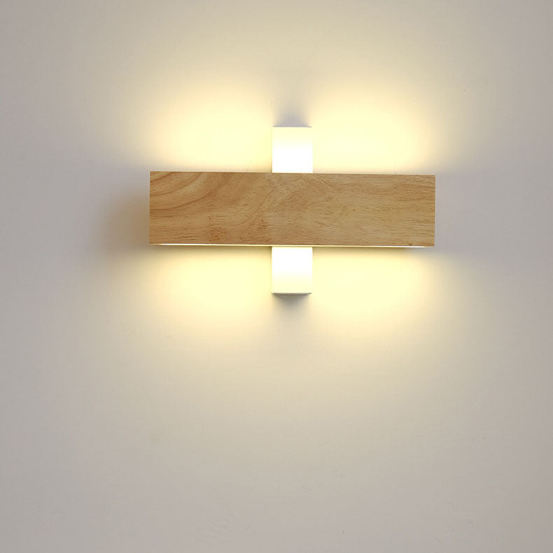 Japanische Holz-Rechteck LED-Wandleuchte | Japanisch-Minimalistisches Design | 1-flammig