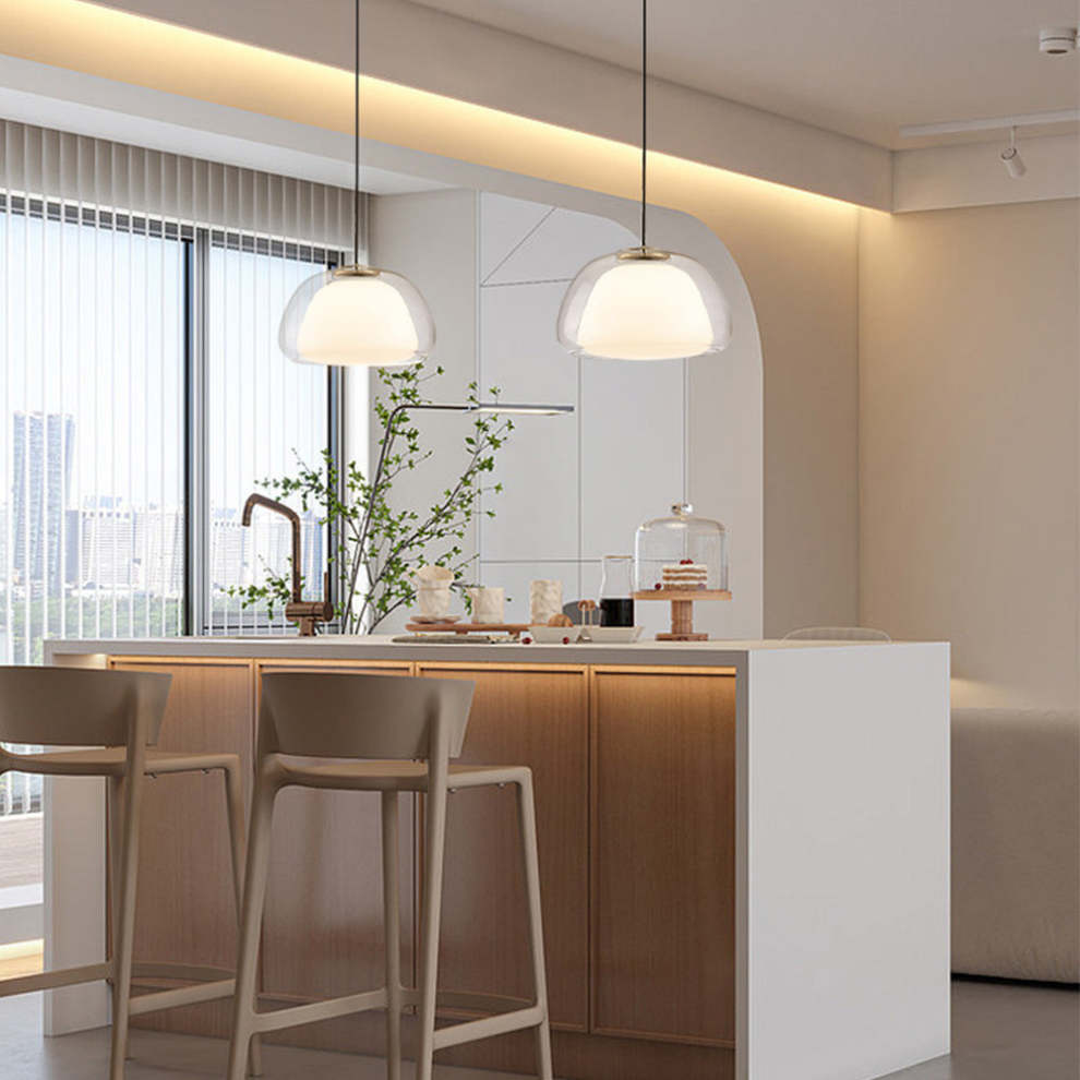 Pendelleuchte | Modernes Milchglas-Design | Höhenverstellbar | E27 Deckenbeleuchtung