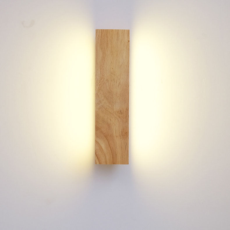 Japanische Holz-Rechteck LED-Wandleuchte | Japanisch-Minimalistisches Design | 1-flammig