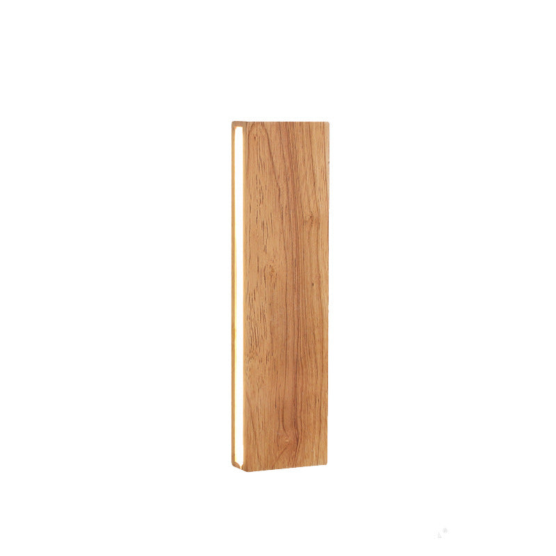 Japanische Holz-Rechteck LED-Wandleuchte | Japanisch-Minimalistisches Design | 1-flammig