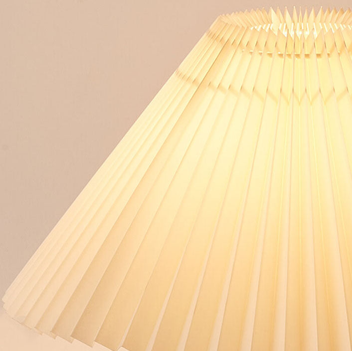 LED-Tischlampe | Japanisches Holz & Faltenstoff | Warmweißes Licht