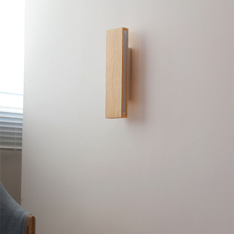 Japanische Holz-Rechteck LED-Wandleuchte | Japanisch-Minimalistisches Design | 1-flammig