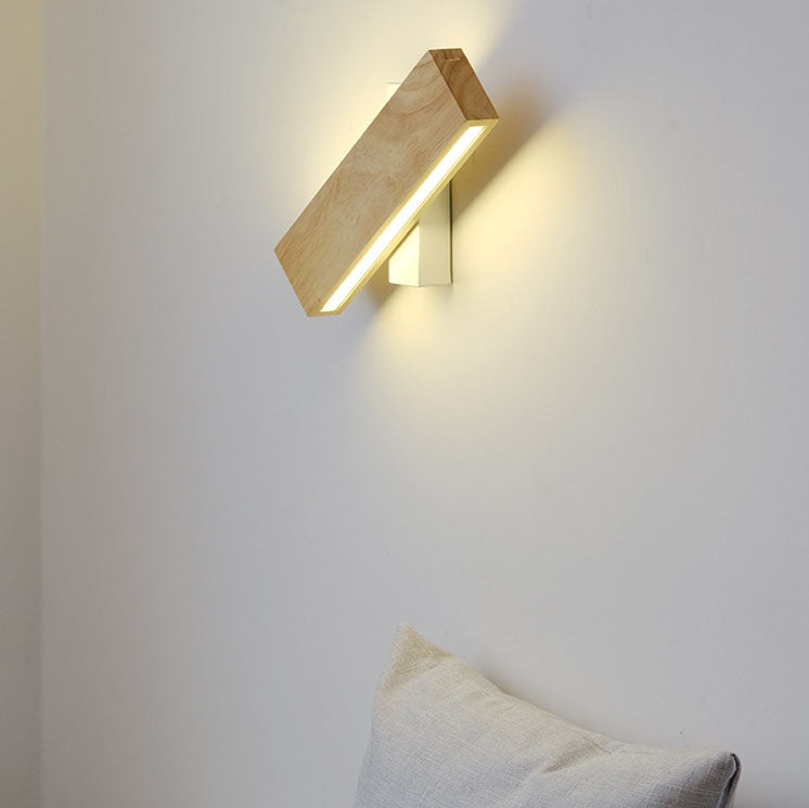 Japanische Holz-Rechteck LED-Wandleuchte | Japanisch-Minimalistisches Design | 1-flammig