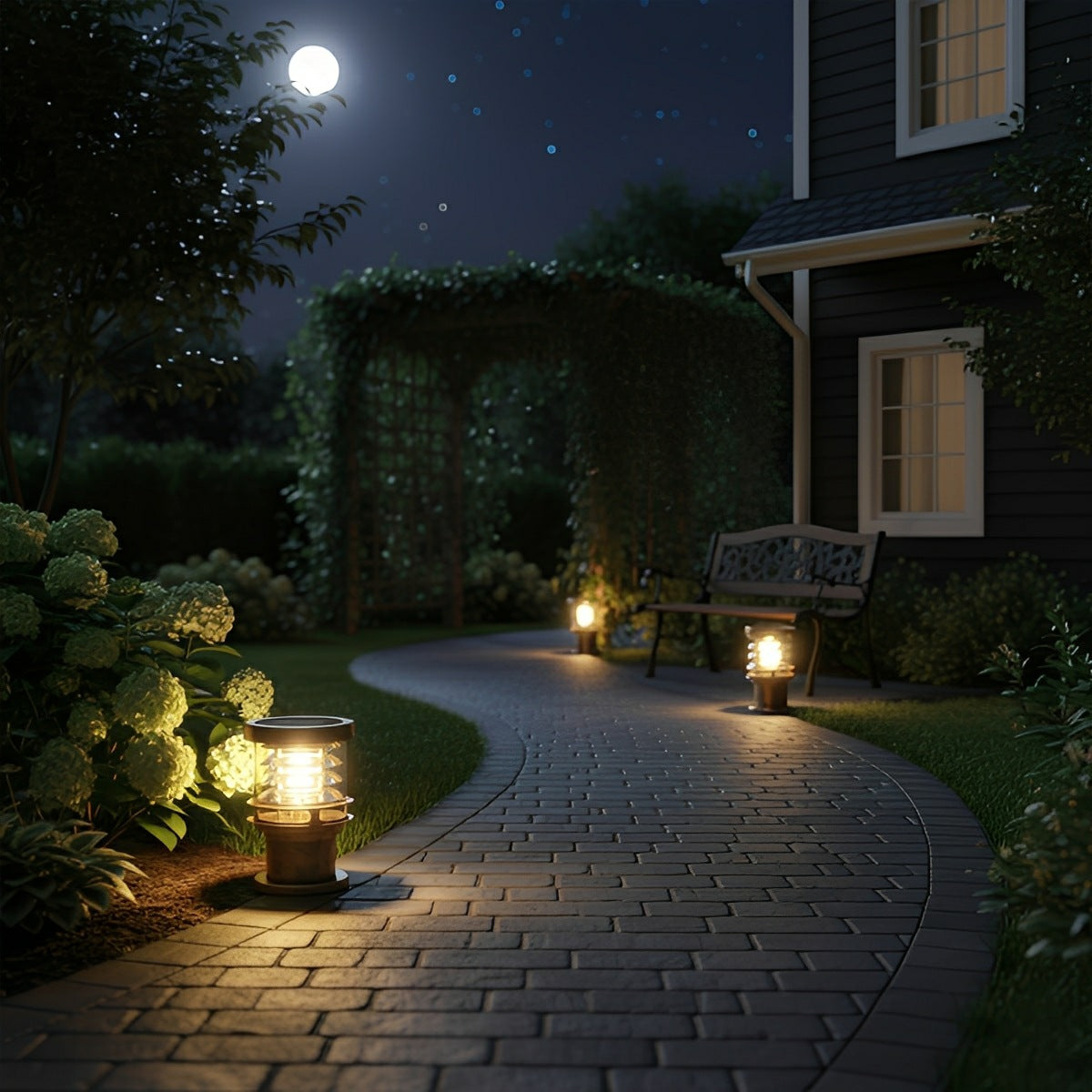 Solar-Pollerleuchte Außen | LED 3 Lichtfarben | IP65 | Garten & Wege