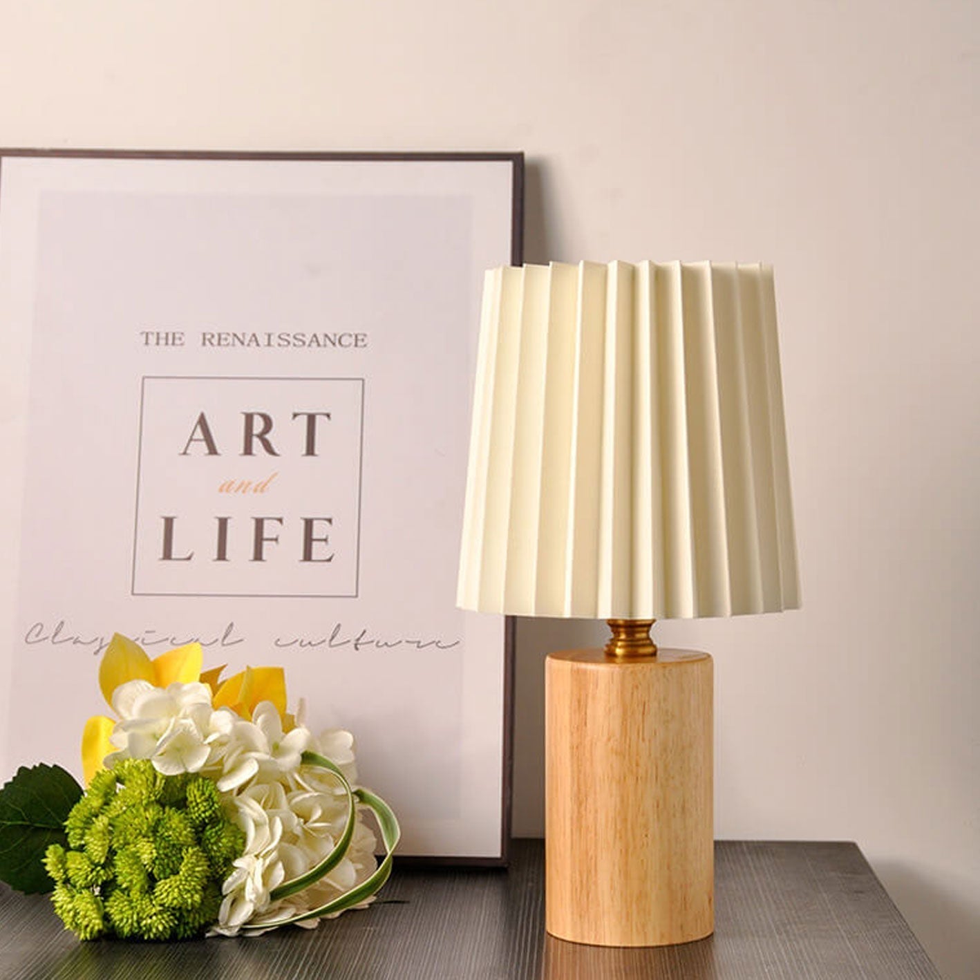Vintage Korean Falten-Stoff Zylinder-LED-Tischlampe | Retro-Minimalistisches Design | 1-flammig