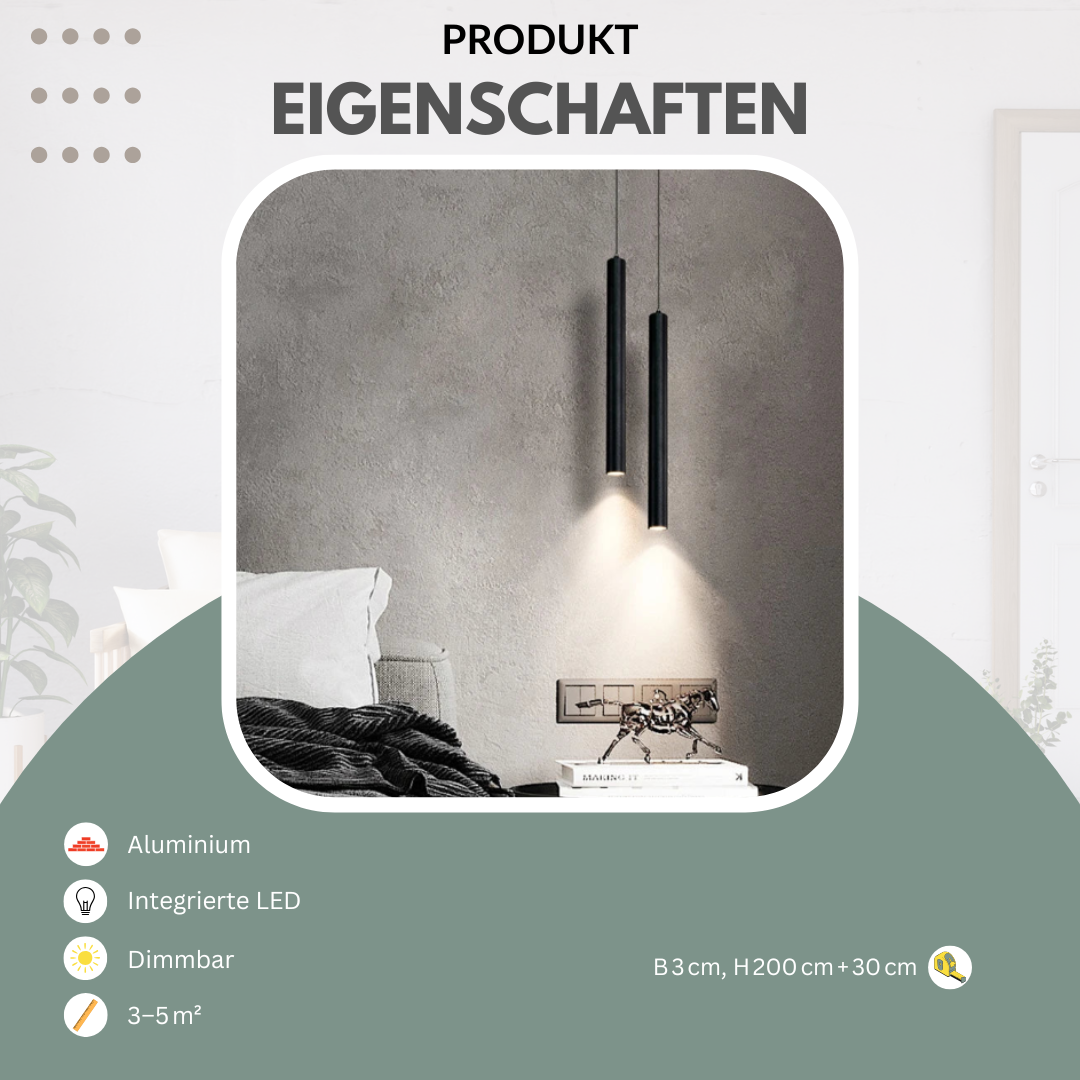 Pendelleuchte Schlafzimmer | Schwarz | Minimalistisch | LED