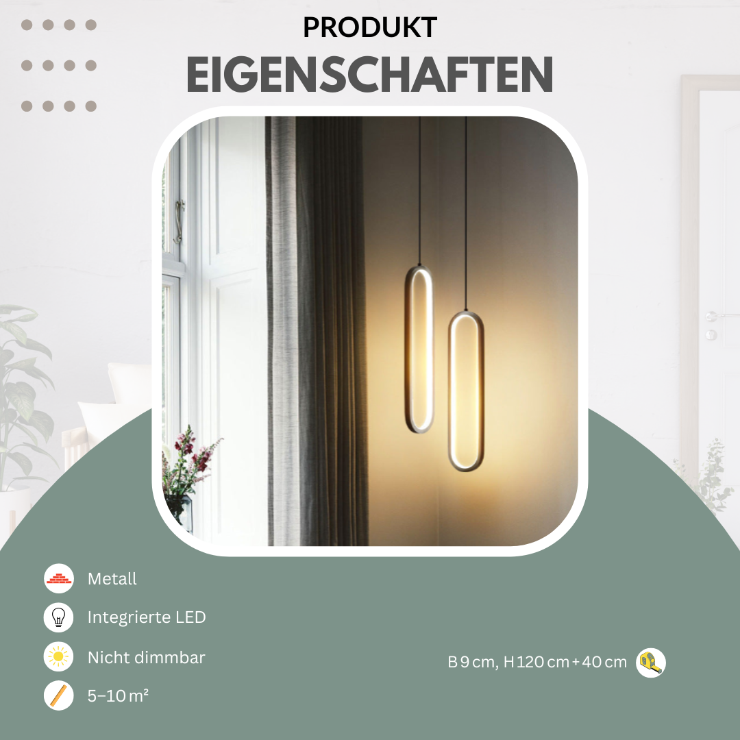 Pendelleuchte | Schwarz & Gold | Modern & Höhenverstellbar | Wohnzimmer & Schlafzimmer