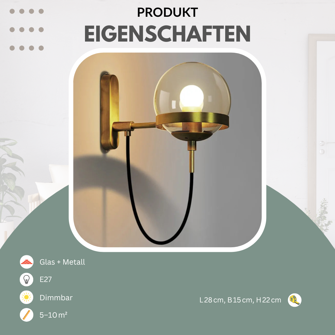 Industrielle Wandleuchte | Goldene Akzente | Modern & Stilvoll