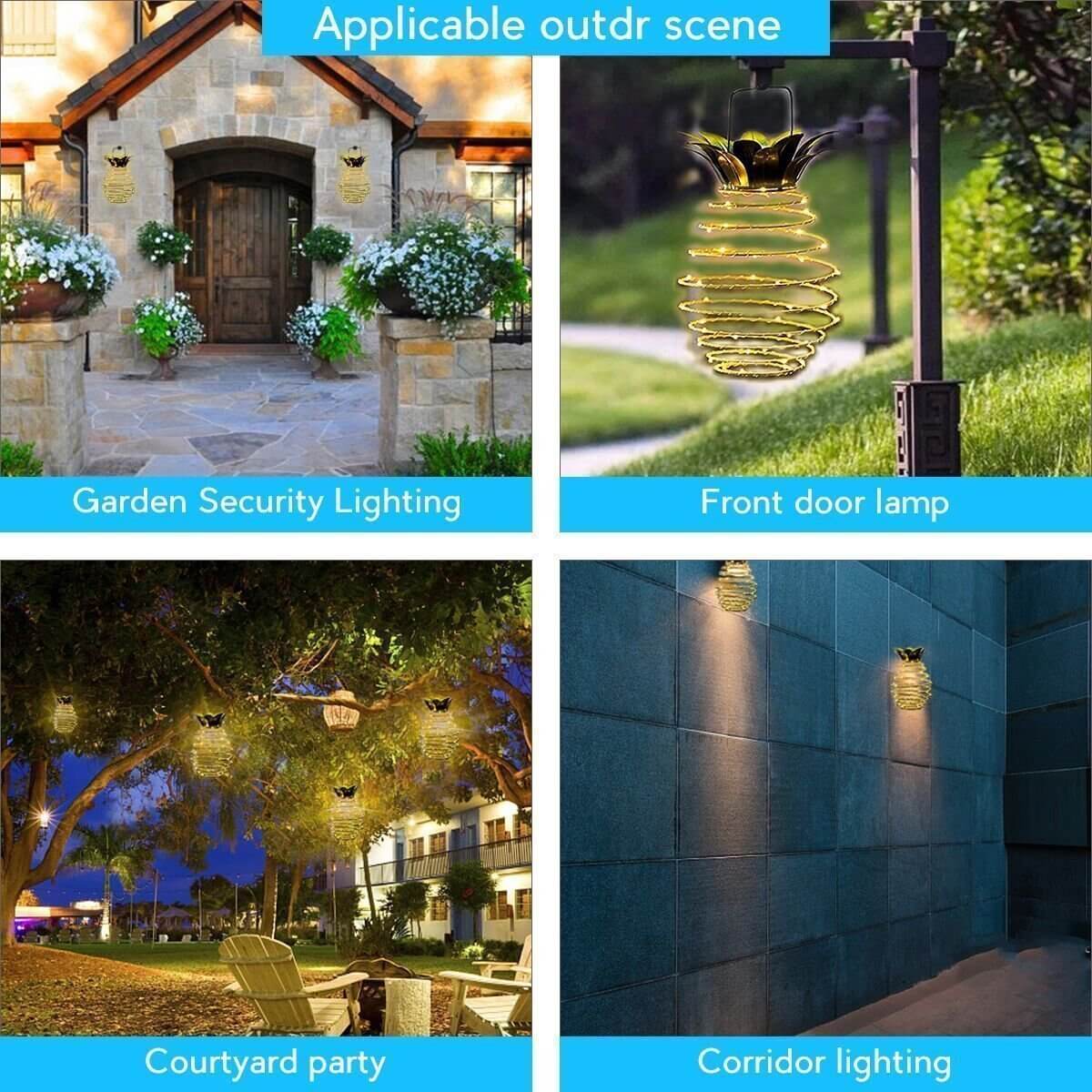 Solar-Hängelaterne Ananas | Spiral LED Lichter | IP44 | Garten & Balkon