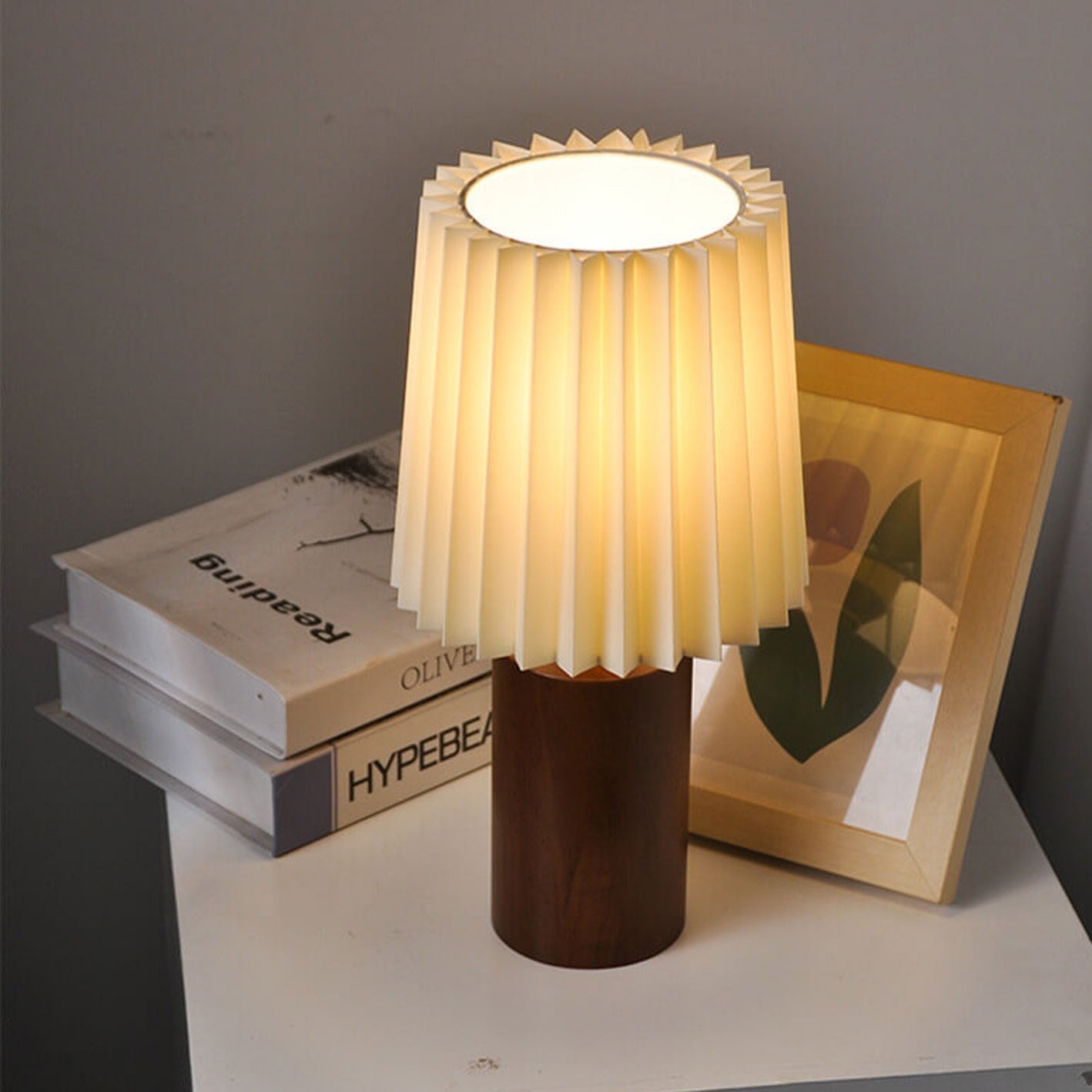 Vintage Korean Falten-Stoff Zylinder-LED-Tischlampe | Retro-Minimalistisches Design | 1-flammig