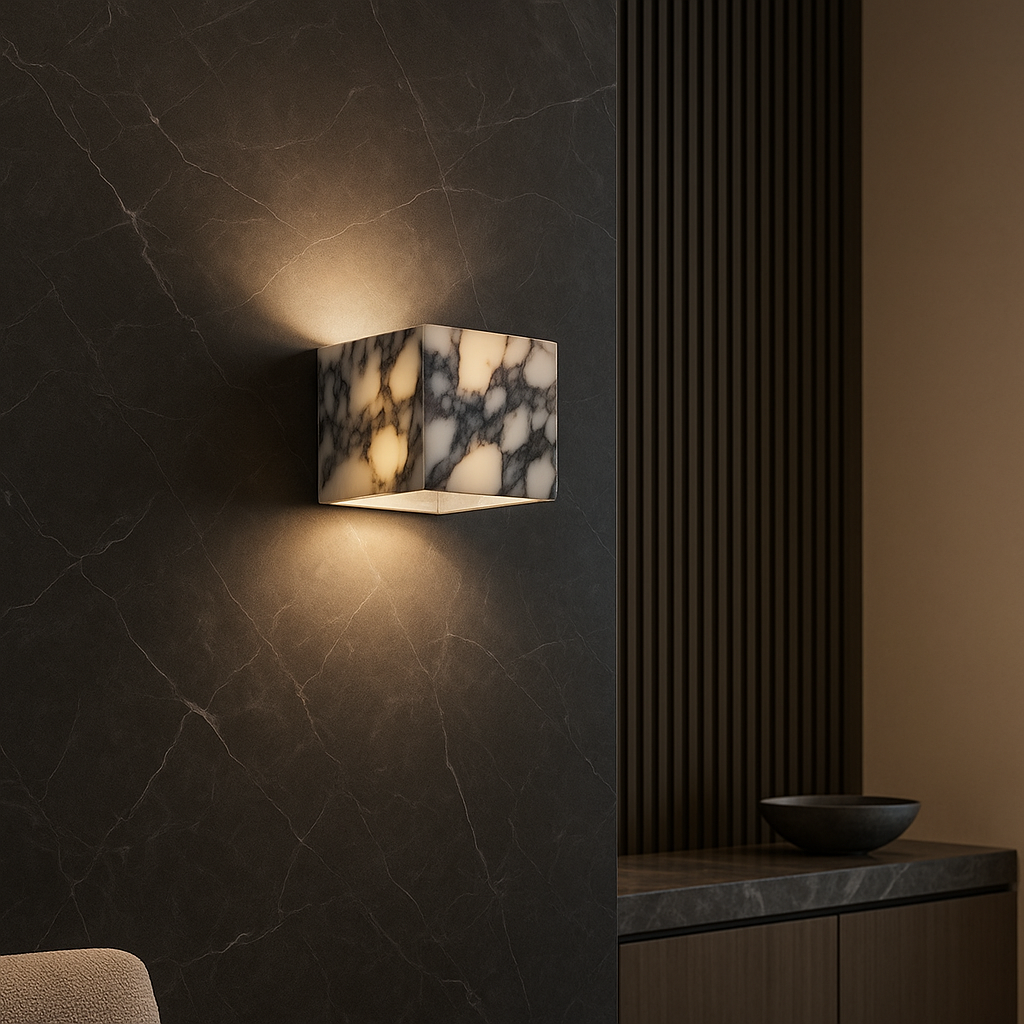 Wandleuchte Marmor Würfel | LED | Warmweiß | Modern