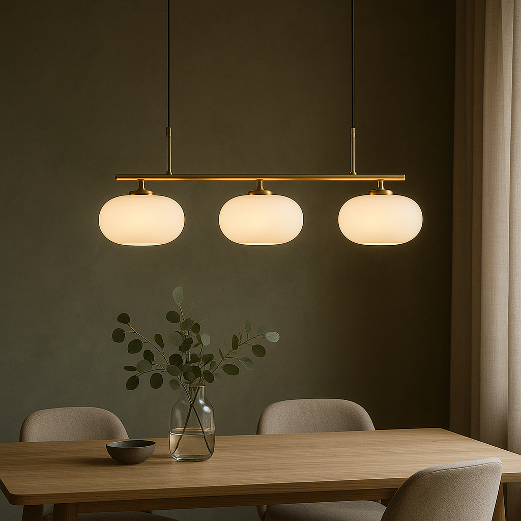 Pendelleuchte 3-flammig Bauhaus | E27 | Glas Metall | Modern