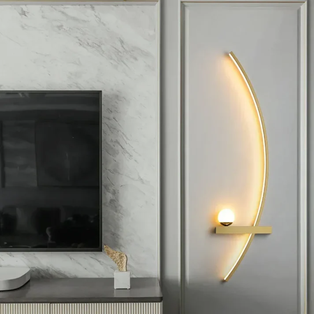 Moderne Messing-Bogen LED-Wandleuchte | 2-flammig | Zeitgenössisches Design
