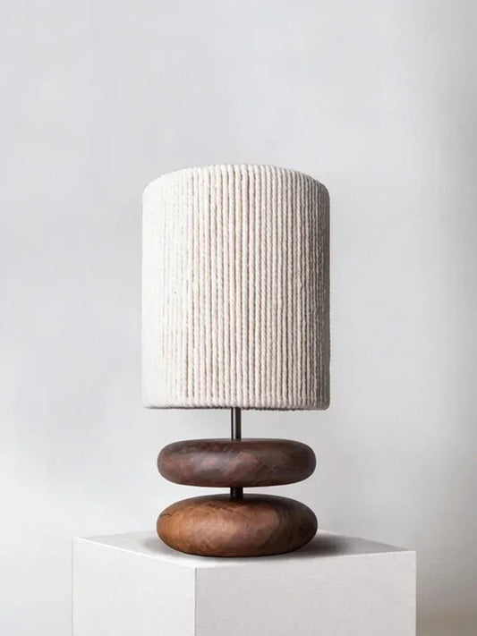 Keramik-Tischlampe Boho Stil | Leinen-Lampenschirm | Warmes Ambientelicht