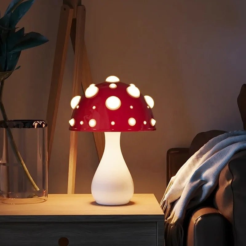Tischlampe Pilzdesign | Dimmbar | Warmweiß | Kabelgebunden oder Kabellos