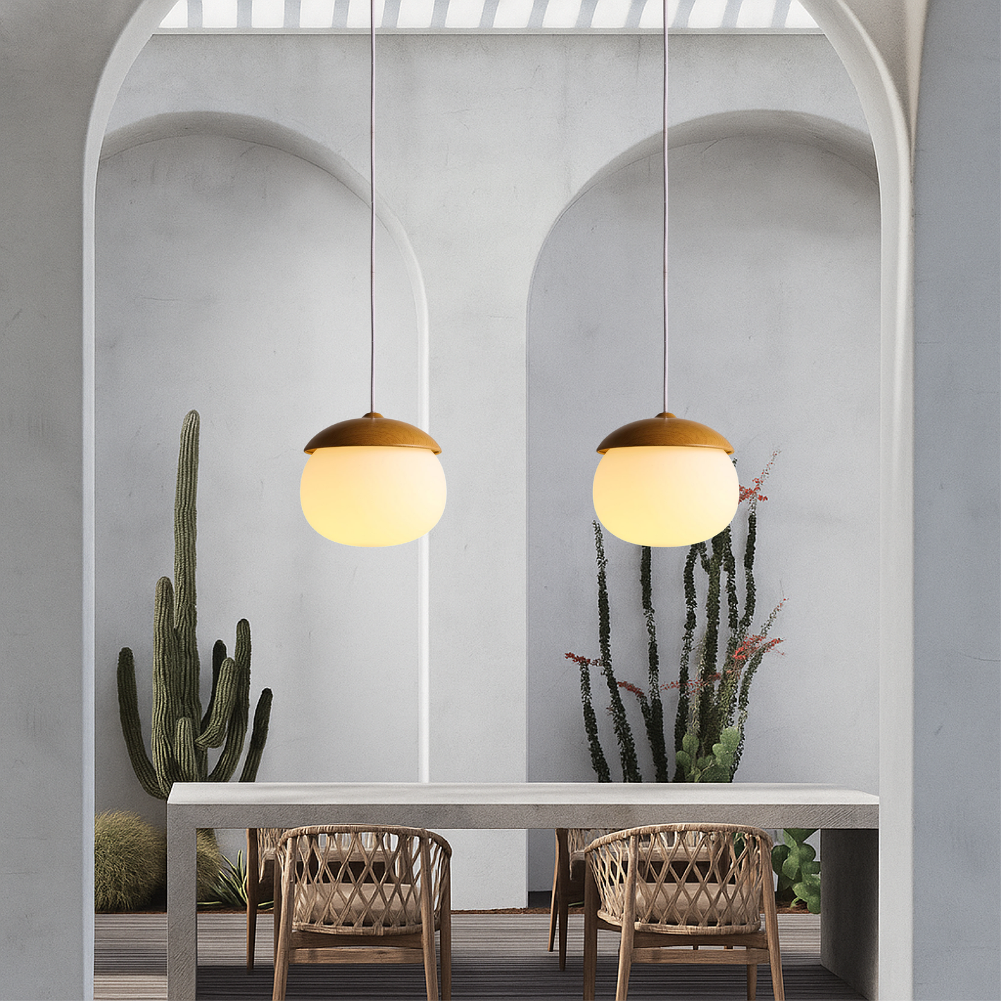Pendelleuchte Holz Glas | E27 | LED | Modern