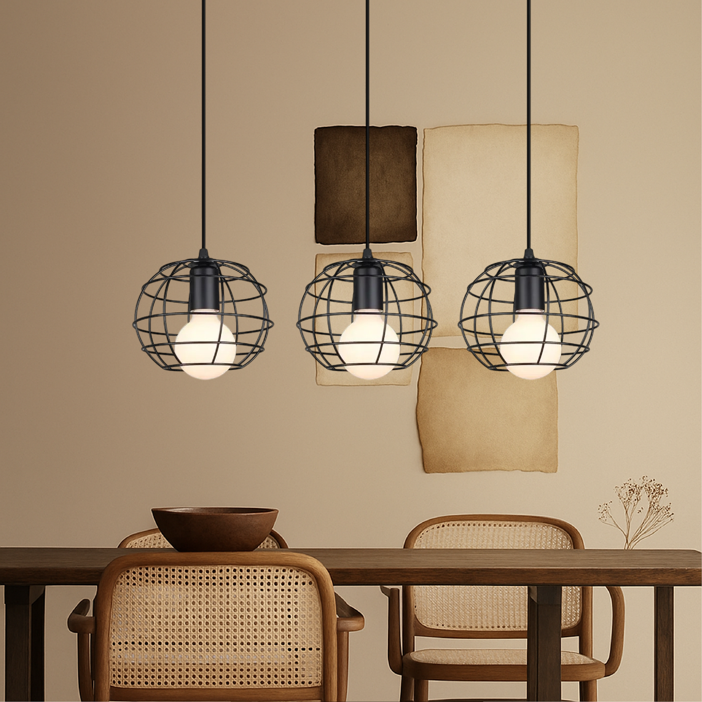 Pendelleuchte 3-flammig Industrial | E27 | Käfig Design | Modern