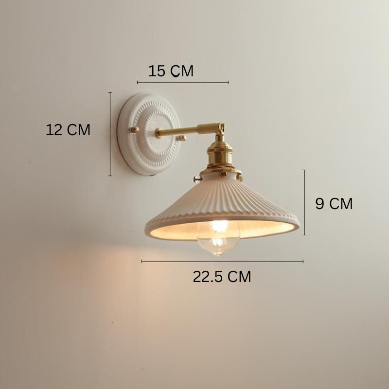 Vintage‑Wandleuchte | Keramik & Messing | Warmweißes LED‑Licht