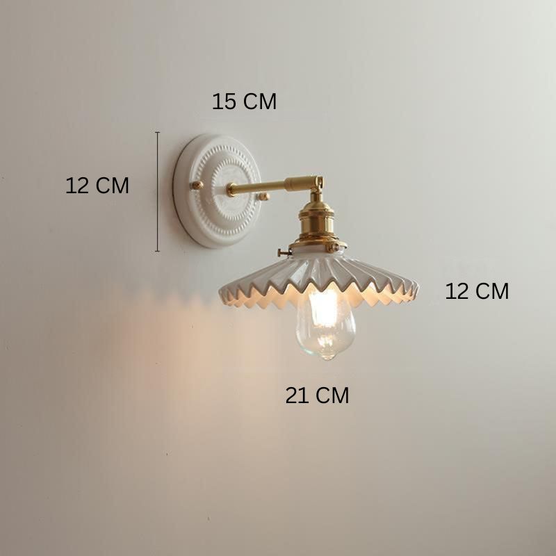 Vintage‑Wandleuchte | Keramik & Messing | Warmweißes LED‑Licht