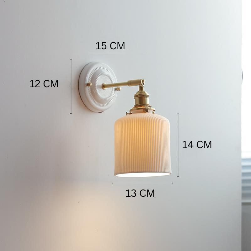 Vintage‑Wandleuchte | Keramik & Messing | Warmweißes LED‑Licht