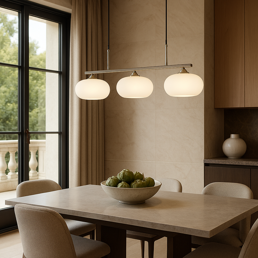 Pendelleuchte 3-flammig Bauhaus | E27 | Glas Metall | Modern