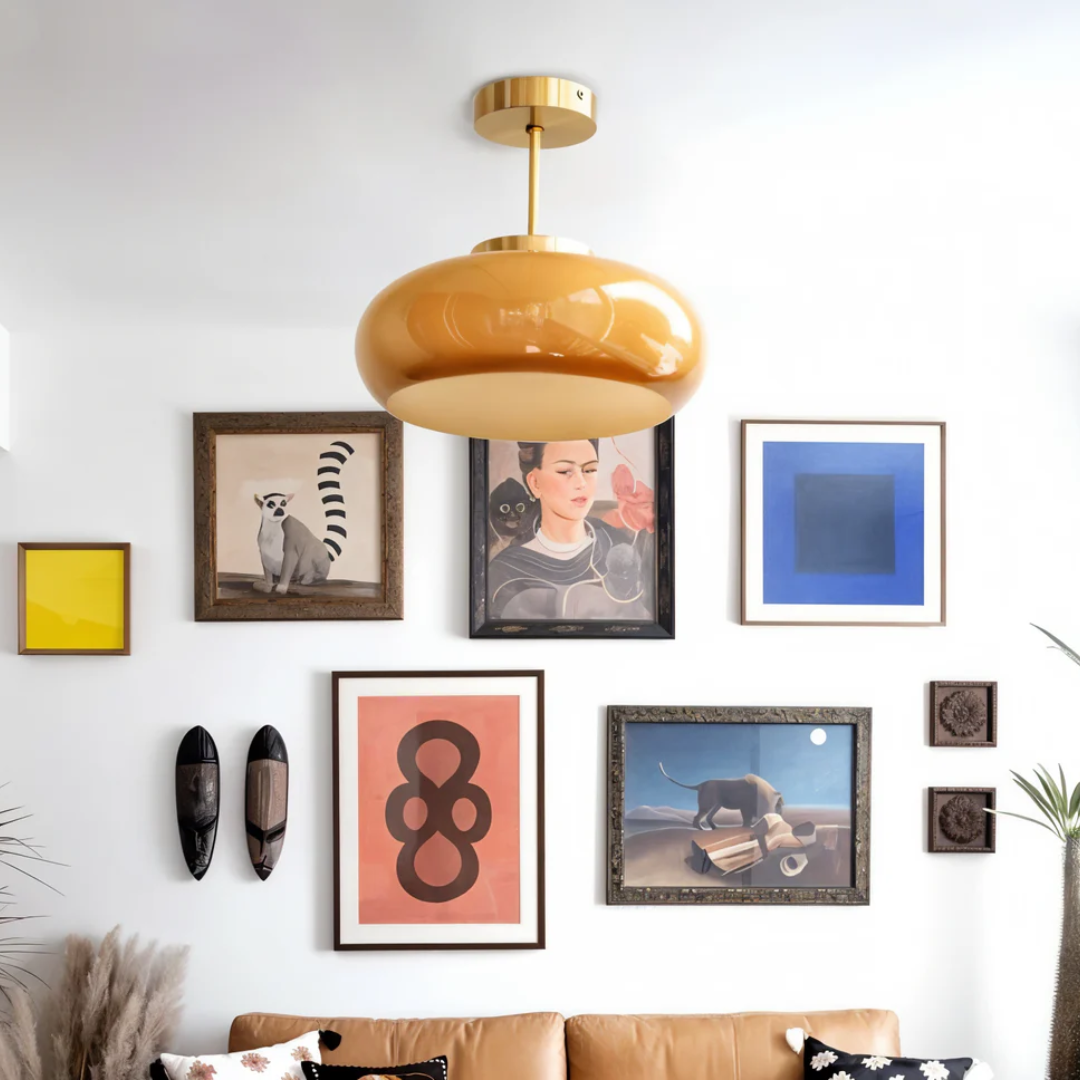 Vintage Glas-Deckenleuchte | Integrierte LED | Wohnzimmer & Esszimmer