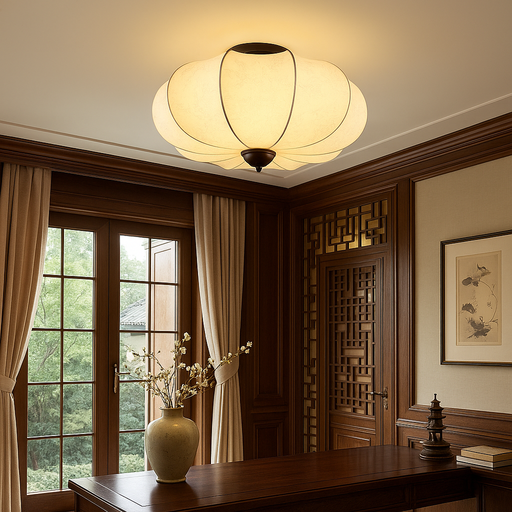 Deckenleuchte Stoff & Holz | Medieval Stil | E26/E27 LED-Licht | Warmweiß