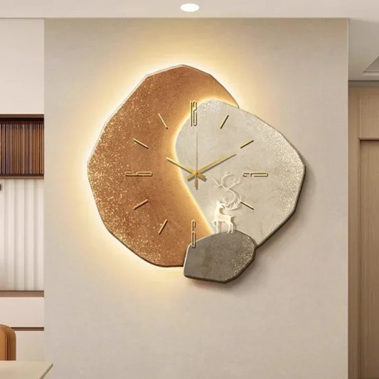 LED-Wanduhr | Holzoptik & LED | Skandinavisches Design | Wohnzimmer & Büro
