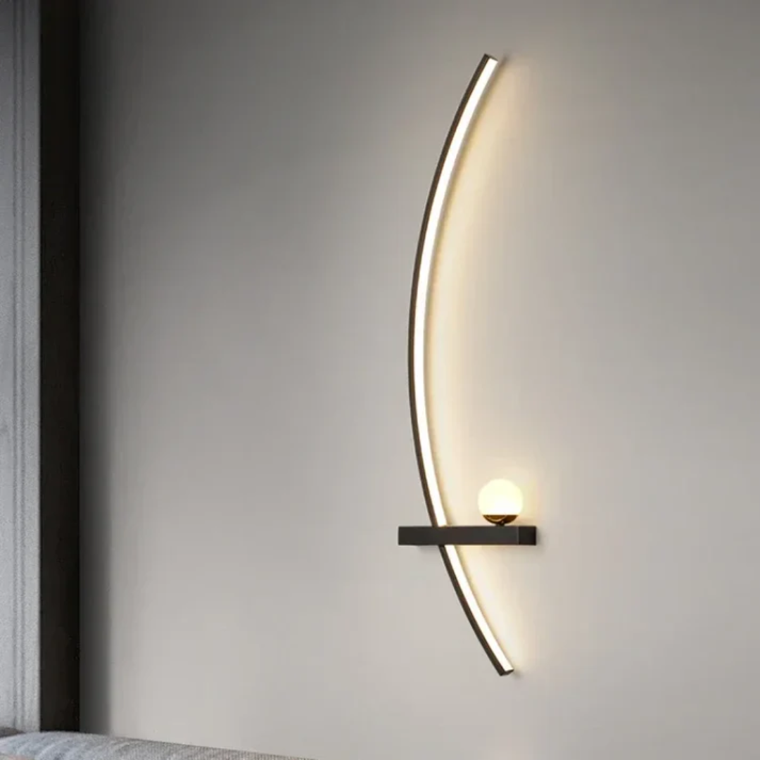 Moderne Messing-Bogen LED-Wandleuchte | 2-flammig | Zeitgenössisches Design