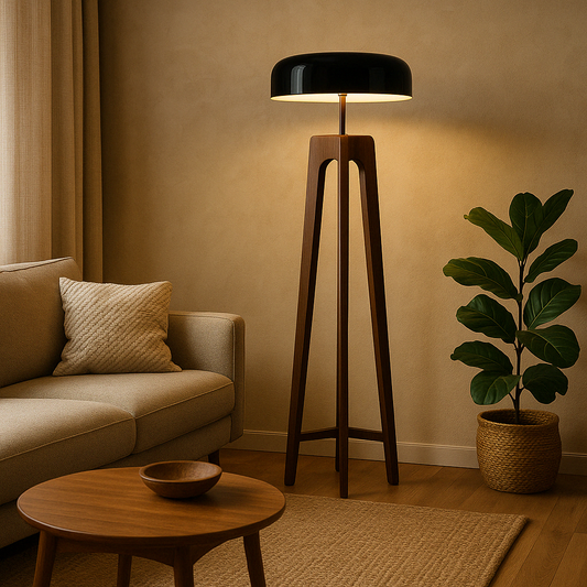 Stehlampe Holz Tripod | Skandinavisch | E27 | Warmweiß