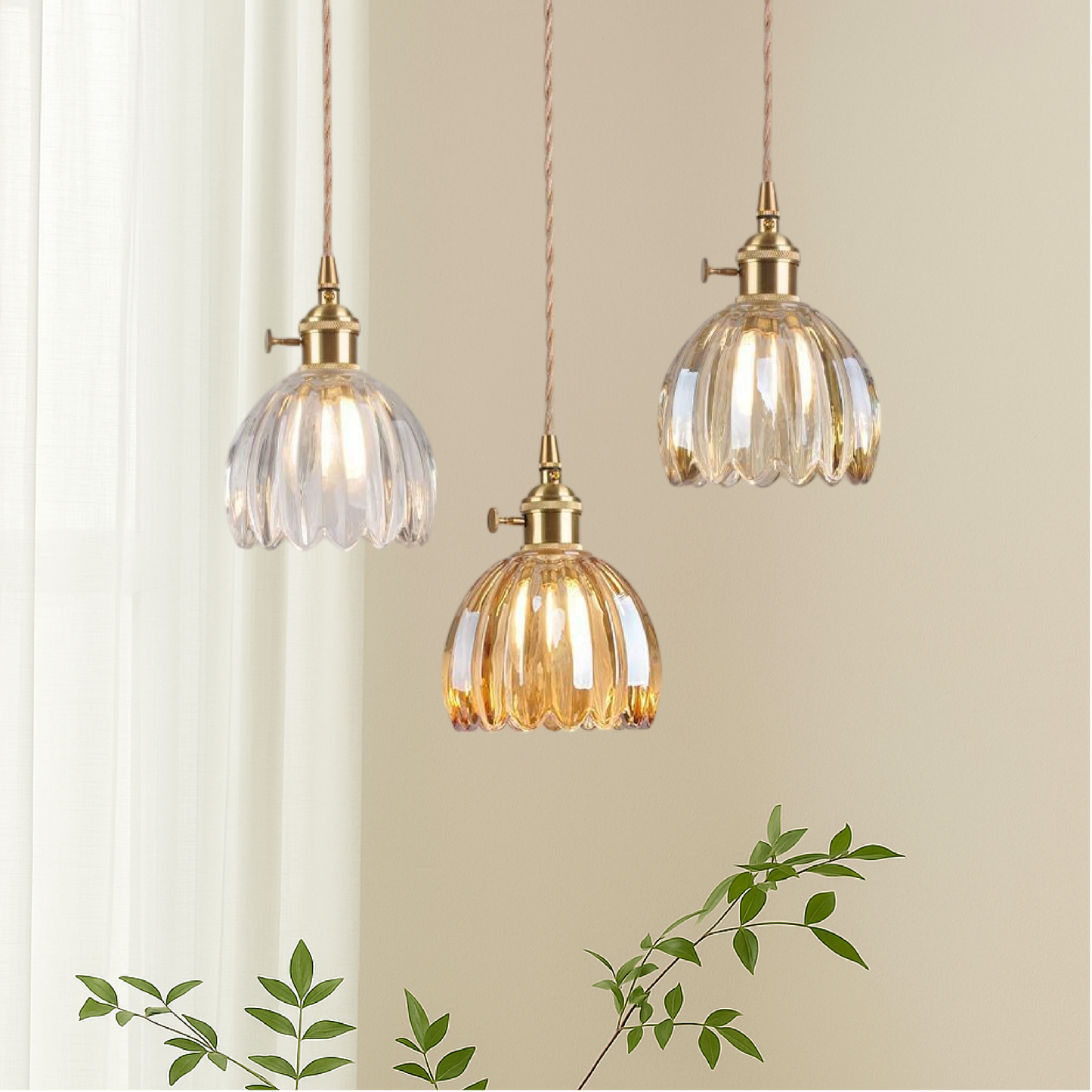 Pendelleuchte Glas Geriffelt | E27 | LED | Japandi