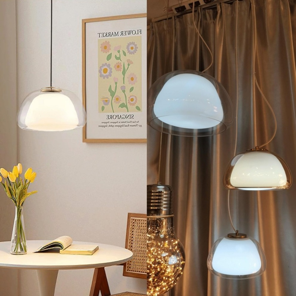Pendelleuchte | Modernes Milchglas-Design | Höhenverstellbar | E27 Deckenbeleuchtung