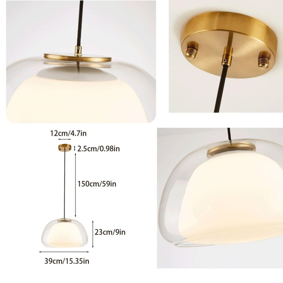 Pendelleuchte | Modernes Milchglas-Design | Höhenverstellbar | E27 Deckenbeleuchtung